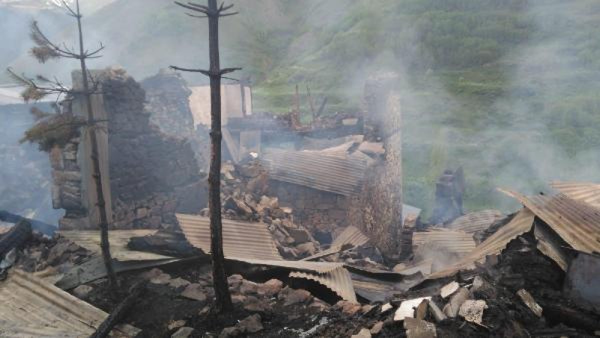 Artvin'deki köy evlerinde yangın çıktı #2