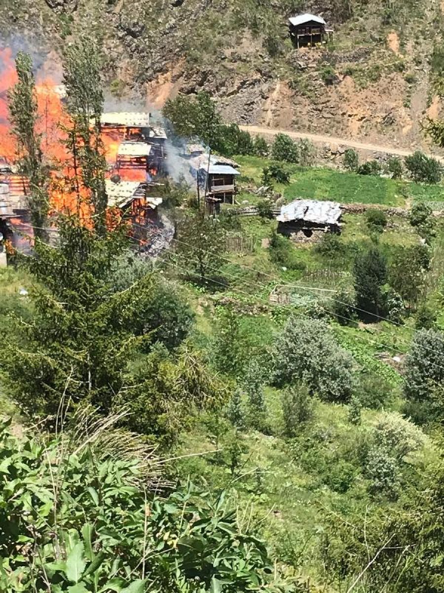 Artvin'deki köy evlerinde yangın çıktı #6