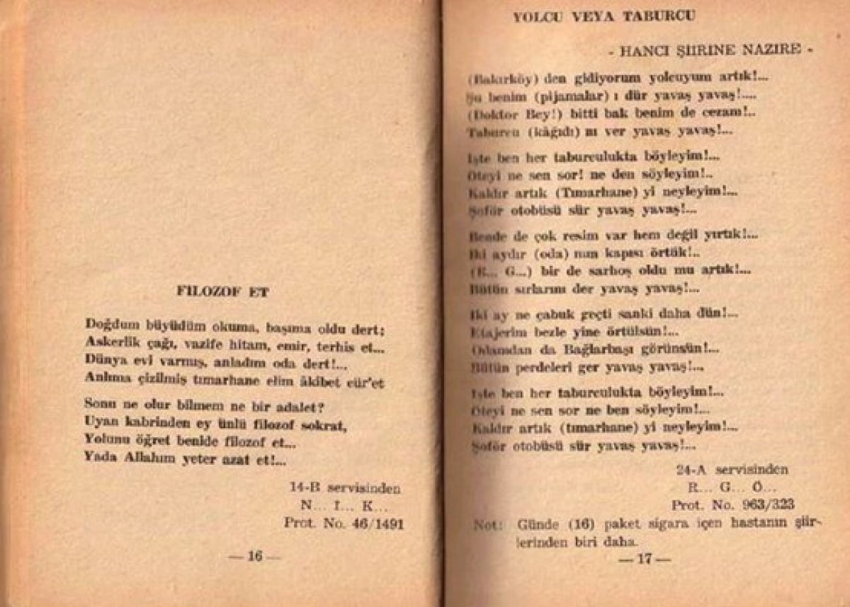 1960’larda akıl hastalarının yazdığı şiirler