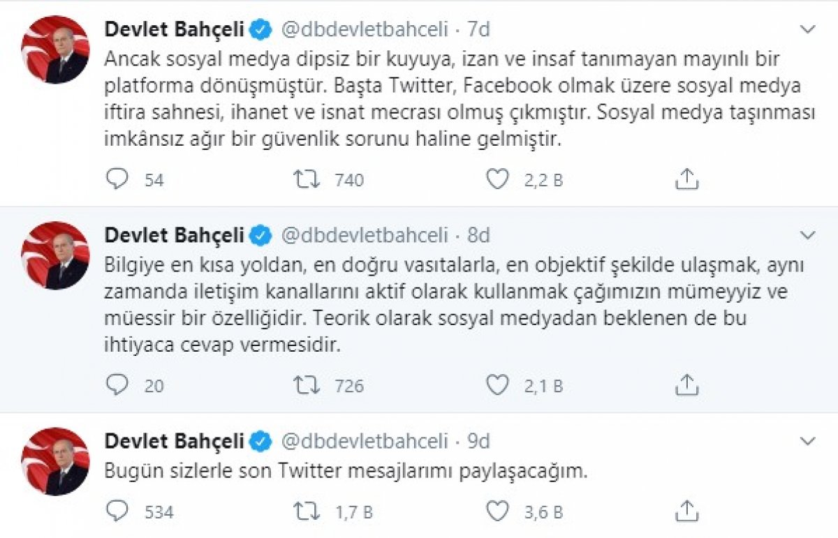 Devlet Bahçeli son kez 'tweet' attı #2