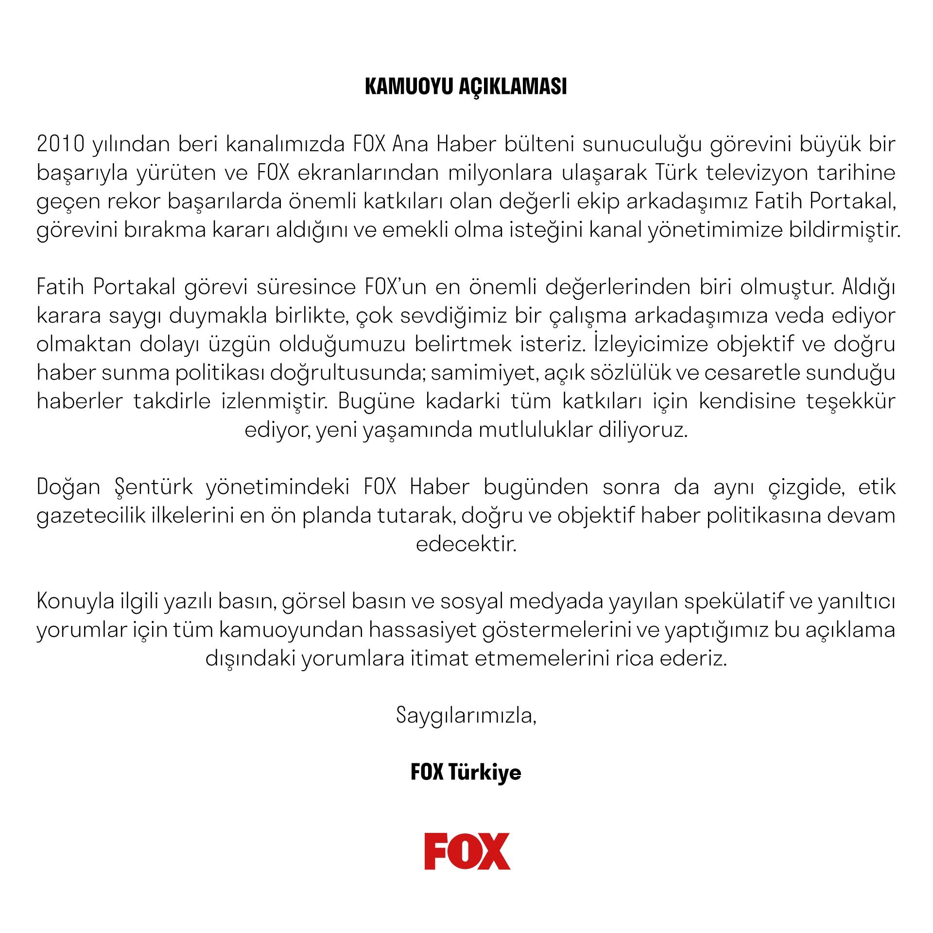 Fatih Portakal FOX TV den istifa etti #1