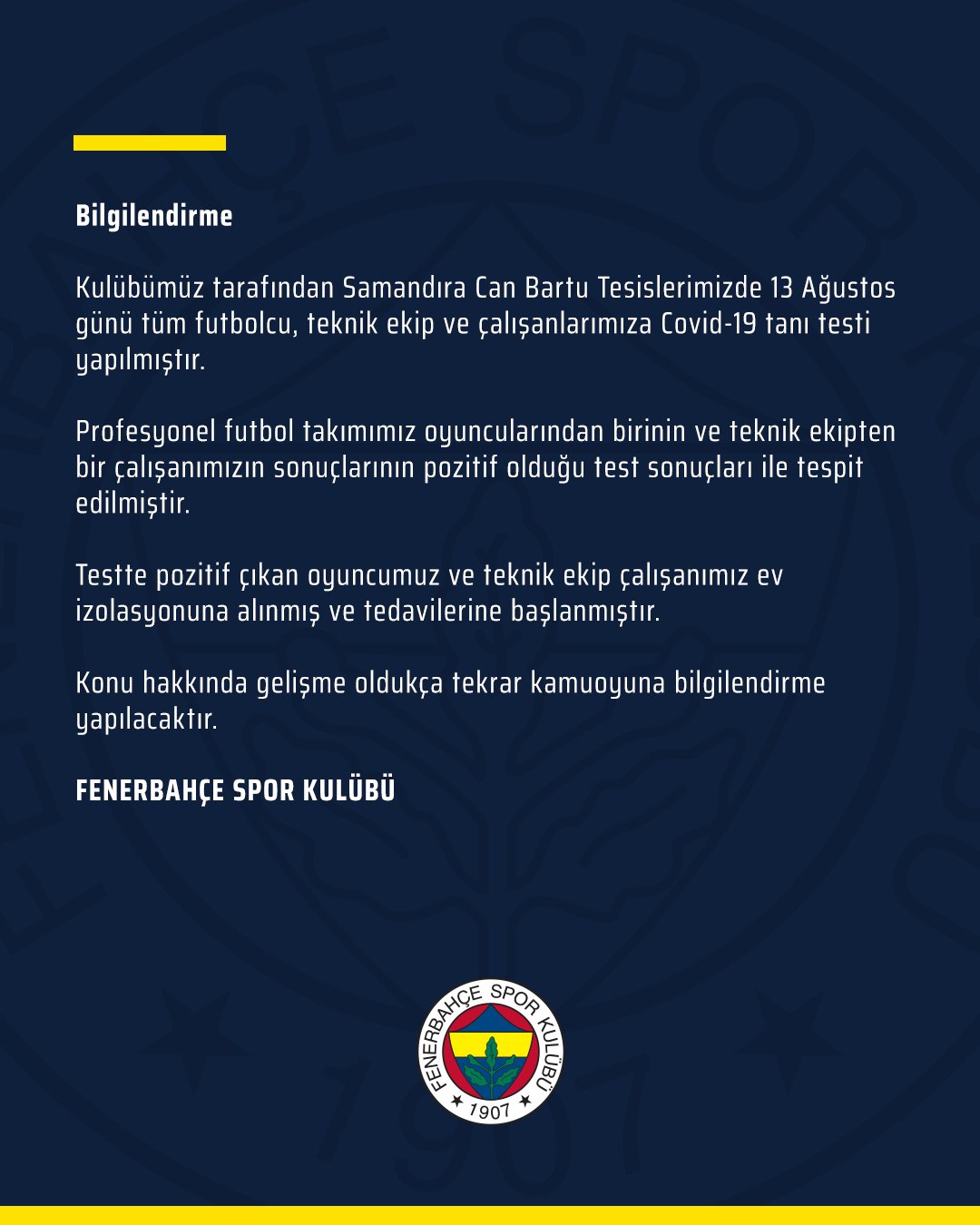 Fenerbahçe de iki kişinin koronavirüs testi pozitif çıktı #2