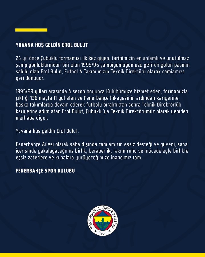 Fenerbahçe, Erol Bulut'u açıkladı #1
