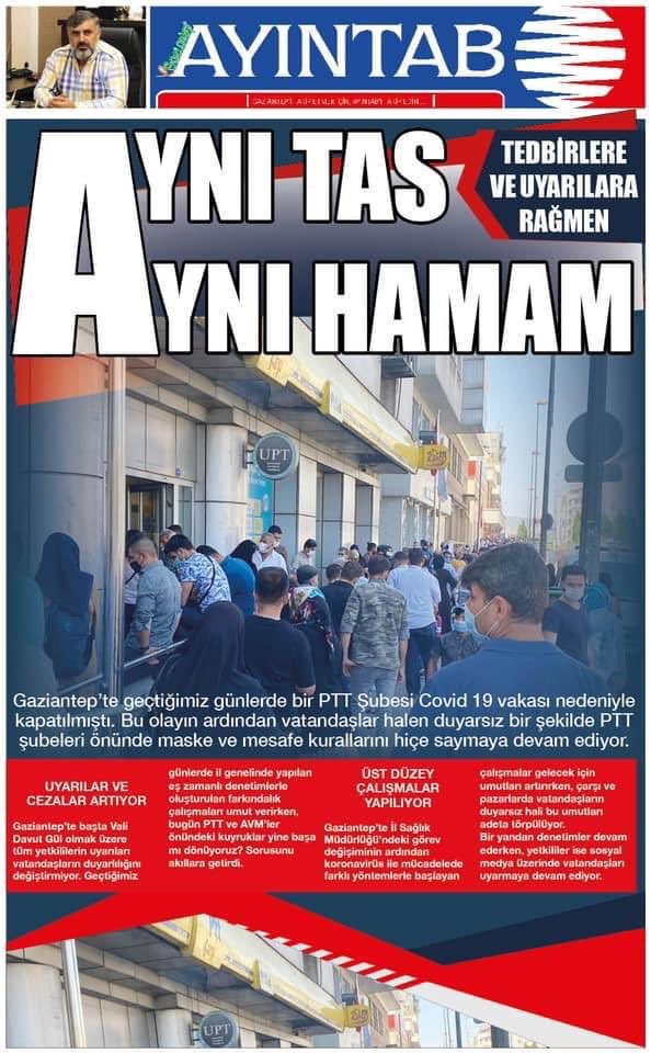 Gaziantep te yerel gazetenin çelişkili korona manşeti #1