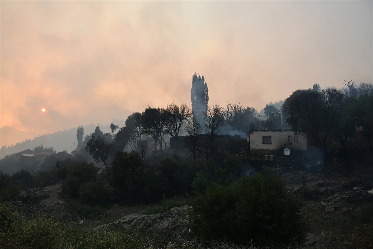 Manisa'da orman yangını yerleşimlere ulaştı #6