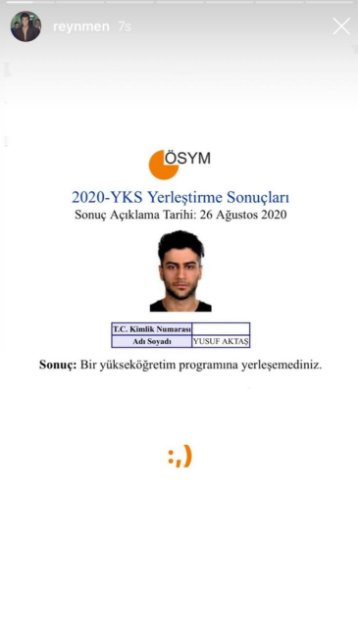 Reynmen lakaplı Yusuf Aktaş, YKS yerleştirme sonucunu paylaştı #1