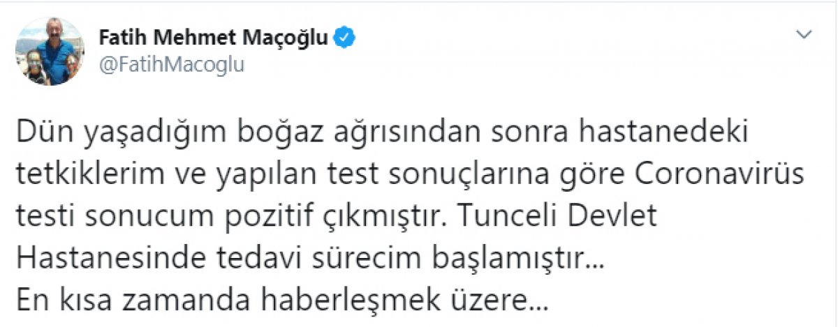 Tunceli Belediye Başkanı koronavirüse yakalandı #2